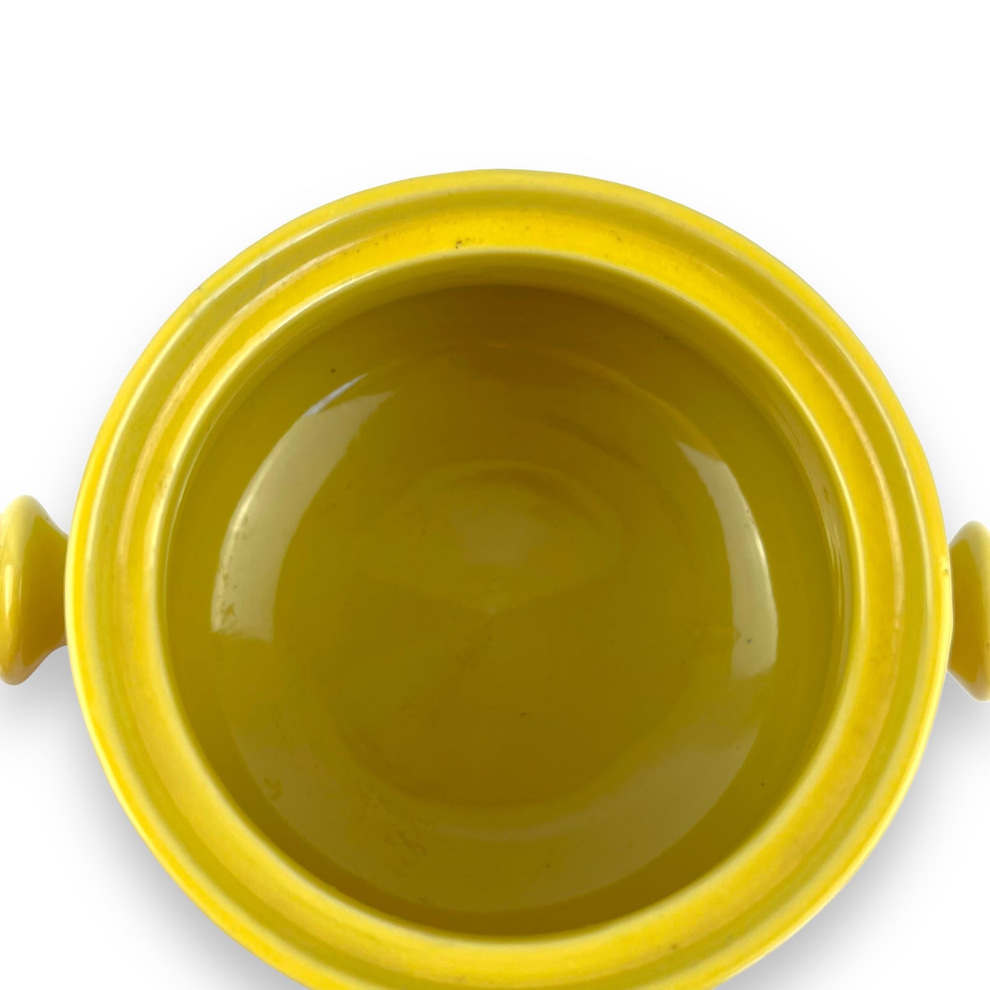 Colourful flower yellow fondue pot with lid
