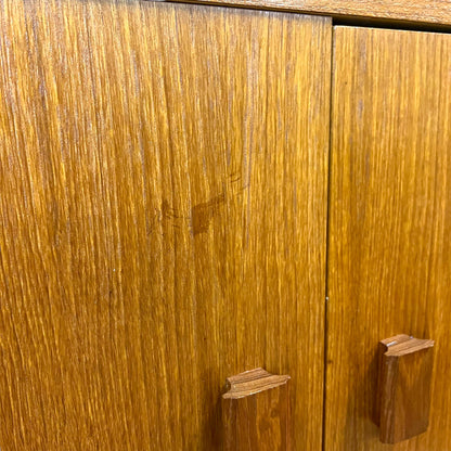 Mid-Century Teak Display Cabinet with pull down Bar section