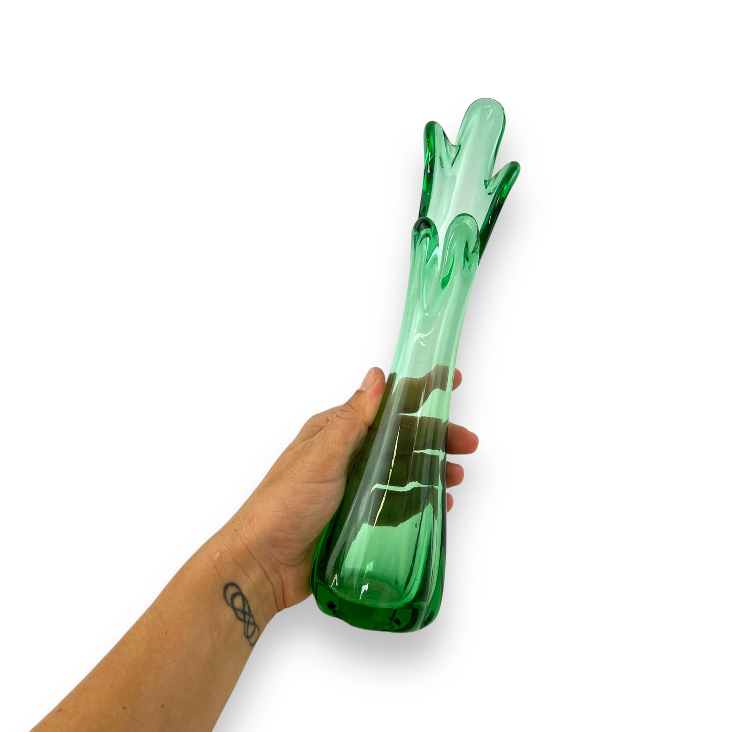 Green Swung Glass Vase