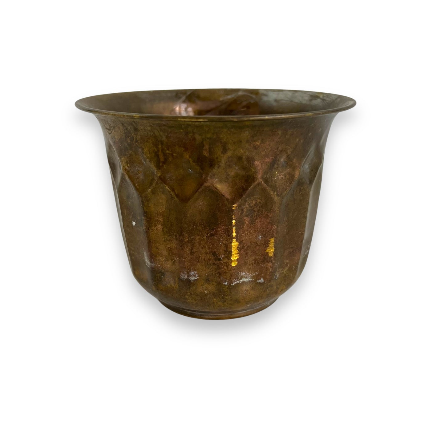Small Brass Planter Pot Diamond Pattern