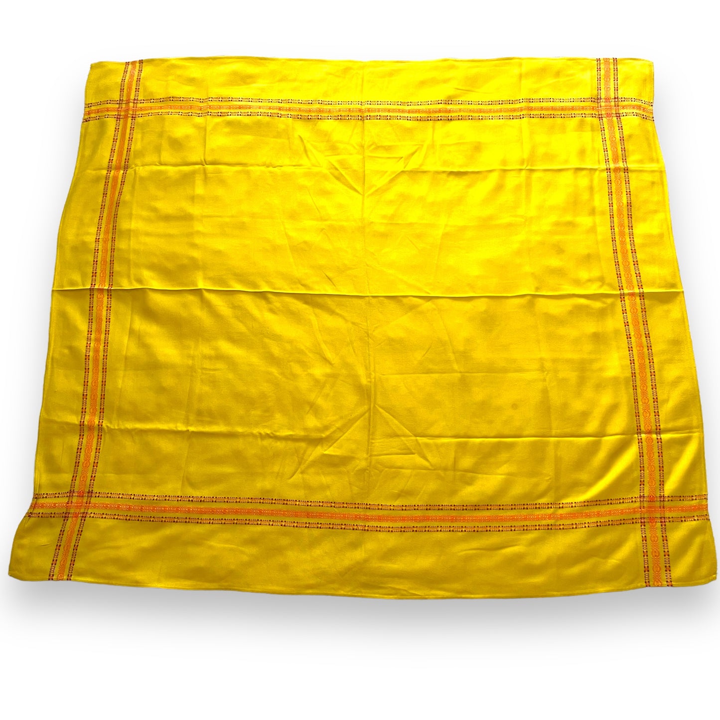 Retro Mustard Yellow With Orange striped pattern border tablecloth