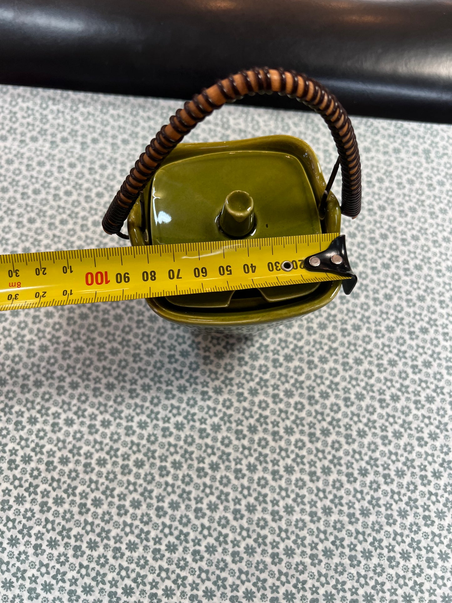 Japanese Ceramic Jam / Honey Pot with Lid & Wicker Handle – Fruit Design