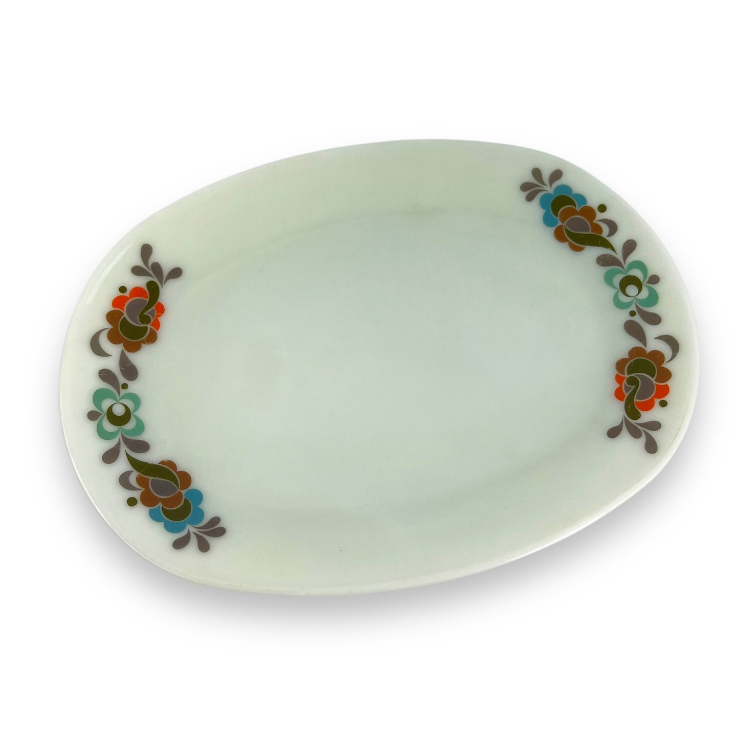 JAJ Pyrex Oval plate colourful flower pattern edges