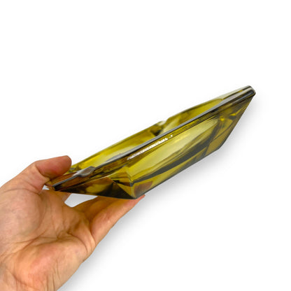 Large yellow glass square ashtray