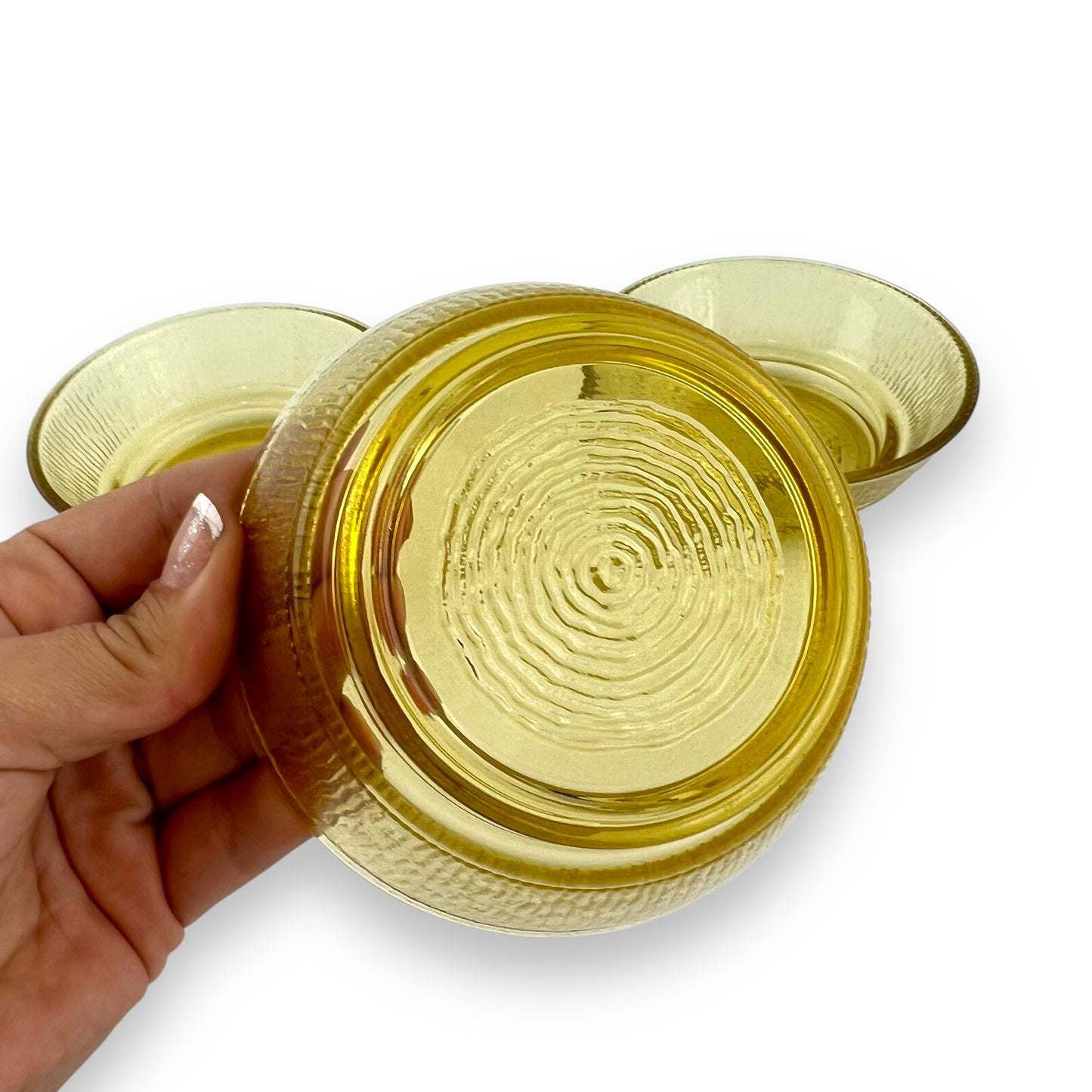 Anchor Hocking Small Amber Glass Bowl Set of 3