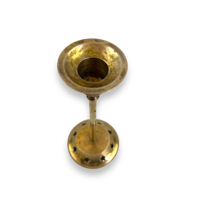 Brass Candlestick Holder with star cut outs around base