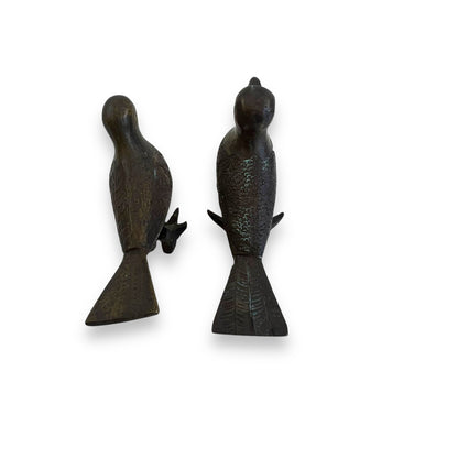 Brass small pigeon bird statue set