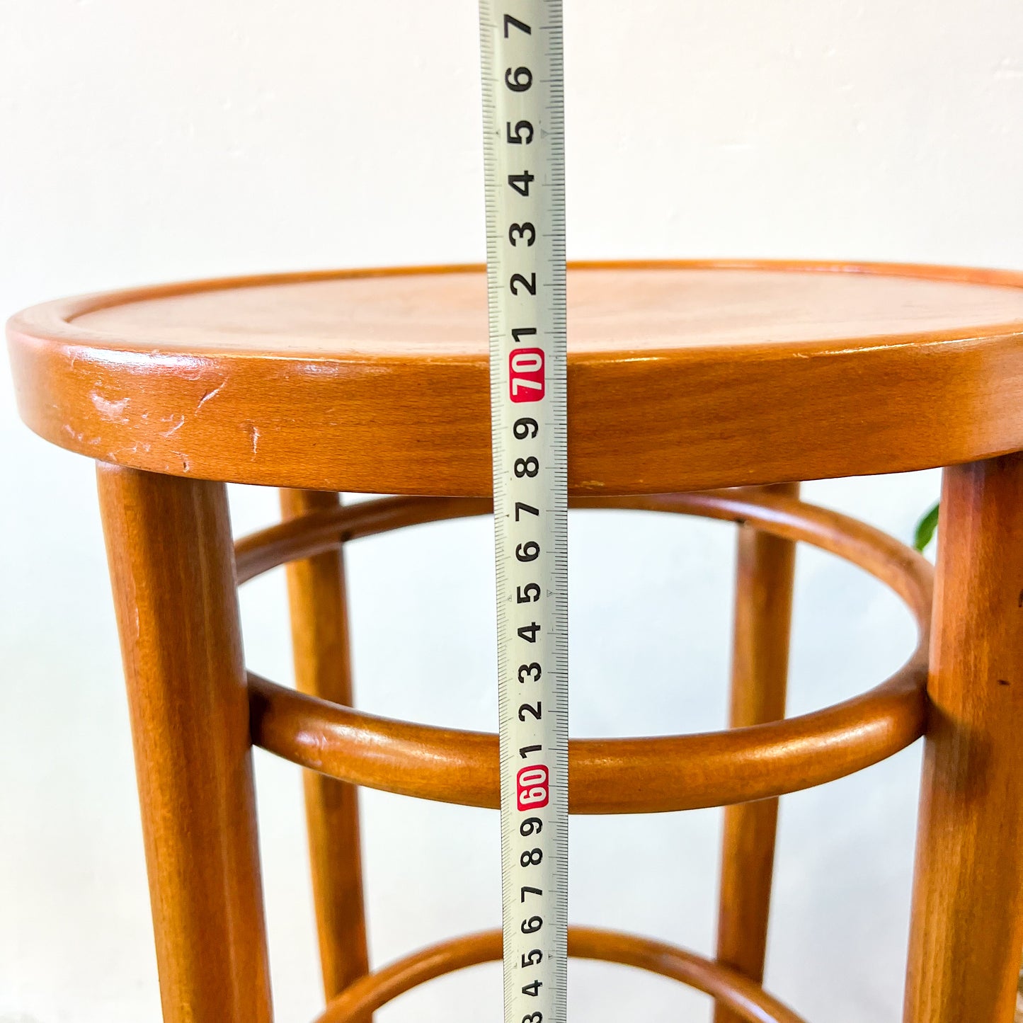 Bentwood Thonet style brown timber stool