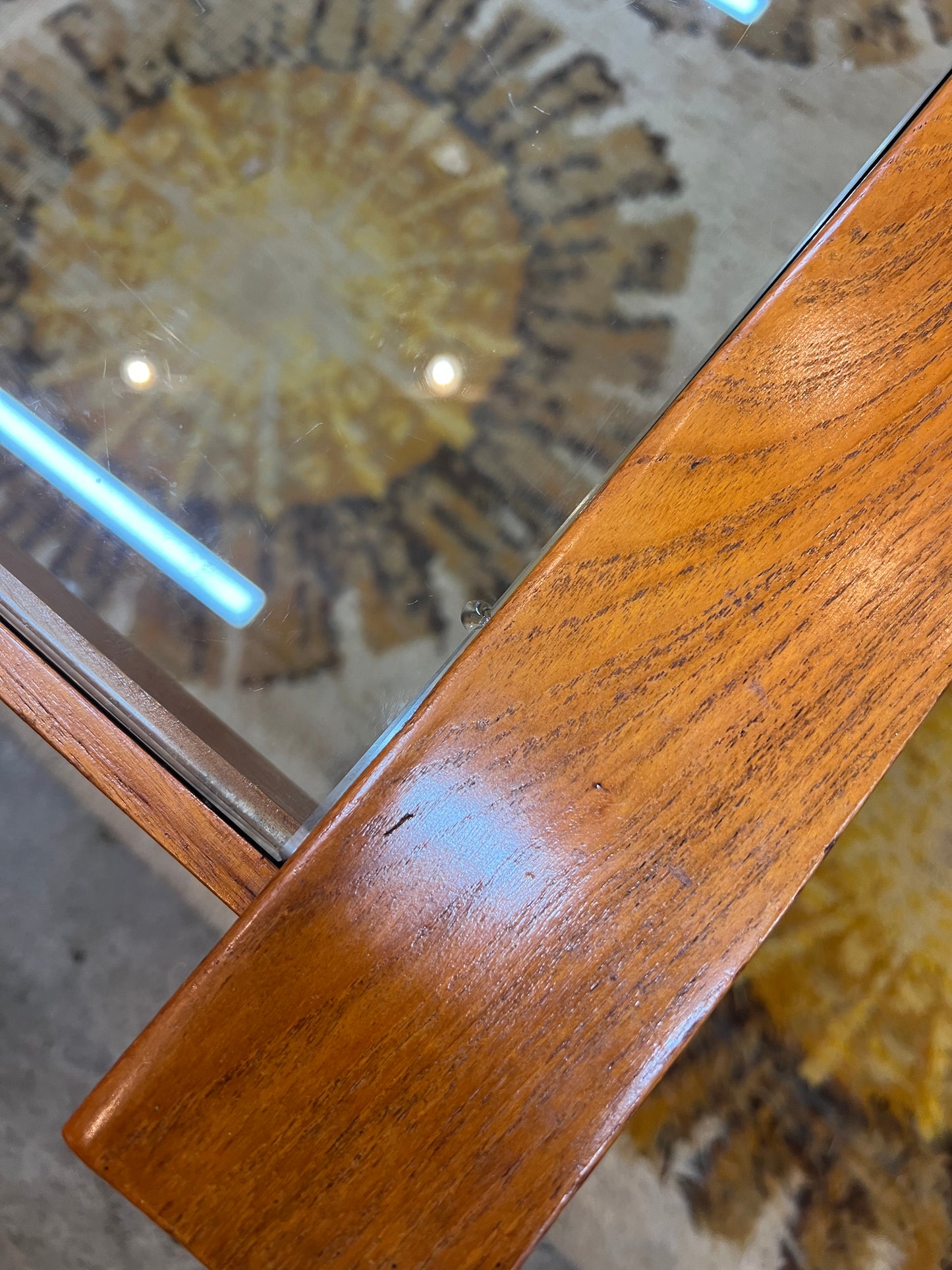 Burgess Mid-Century Glass Top Coffee Table – Solid Timber Frame