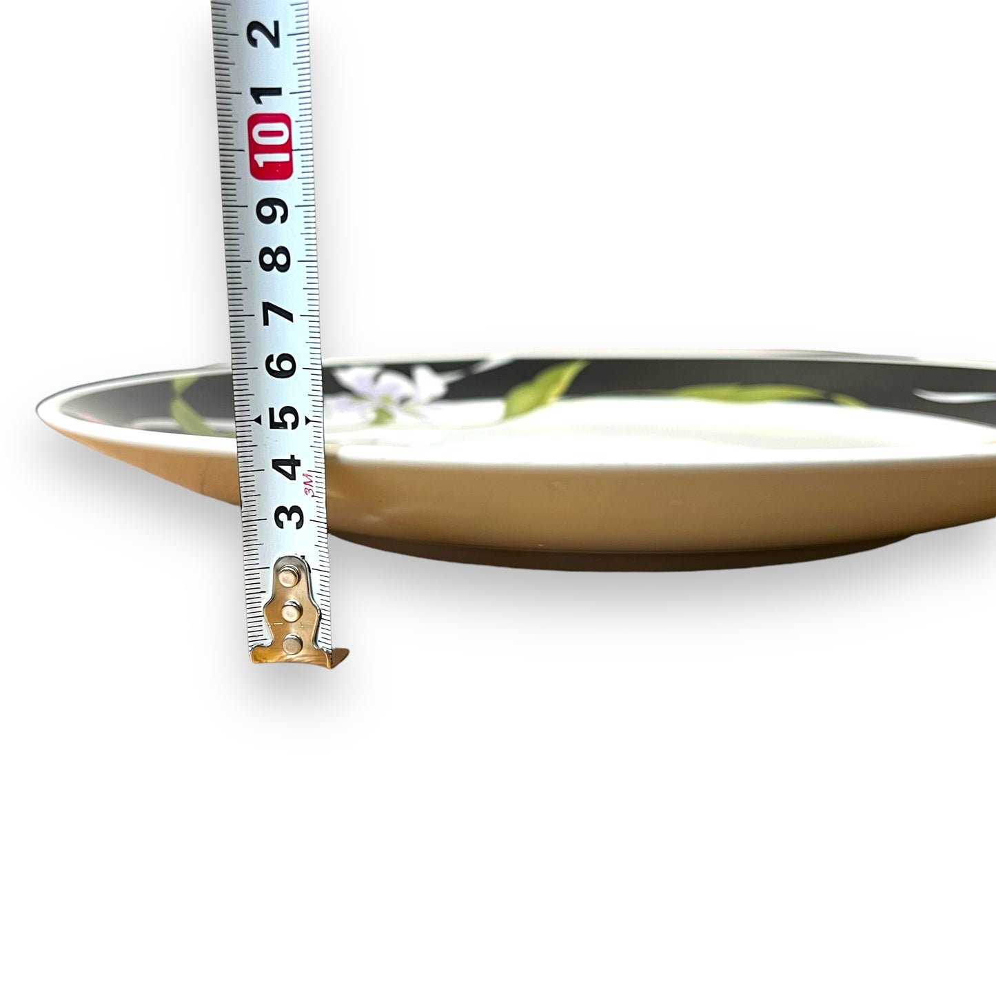 Large Floral Serving Plate with Black Rim | Made in Korea