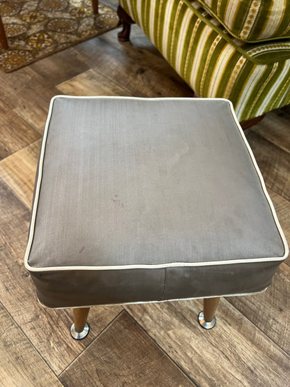 Grey Square Mid Century Footstool with Removable Legs