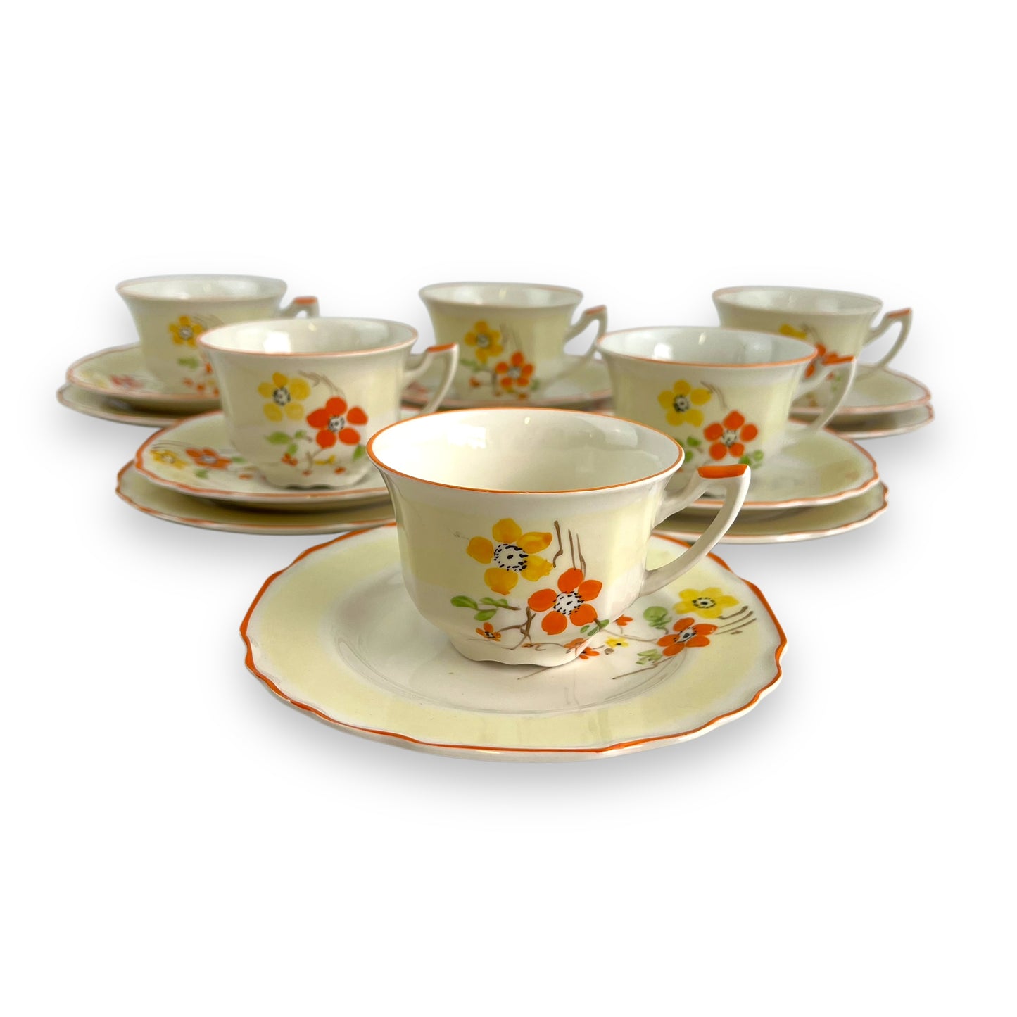 Hand painted flower tea cup set - made in England