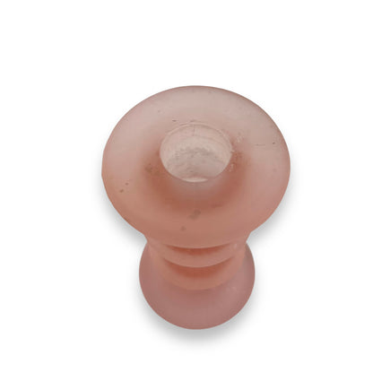 Pink Frosted Glass Candlestick Holder - Made in Sweden