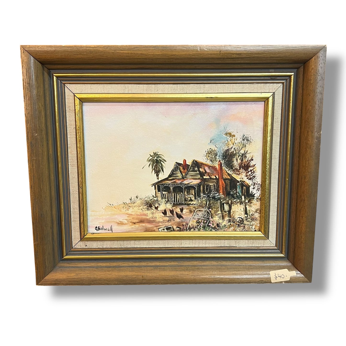 Gillian Bolwell Original Oil Painting – Abandoned Homestead Near Kyneton