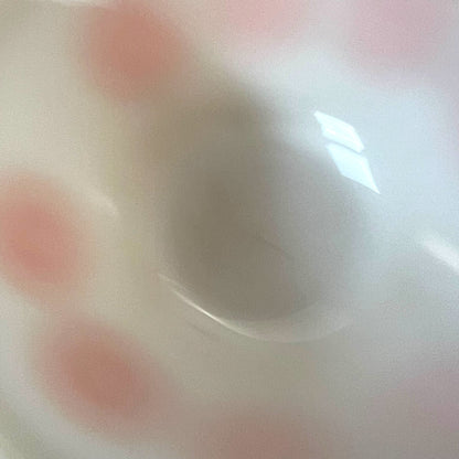 Retro White Glass Mixing Bowl with Orange Floral Pattern