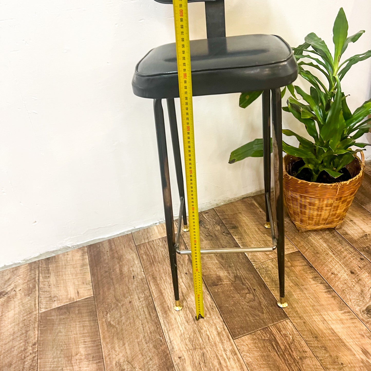 Black Vinyl Steel Leg Stool