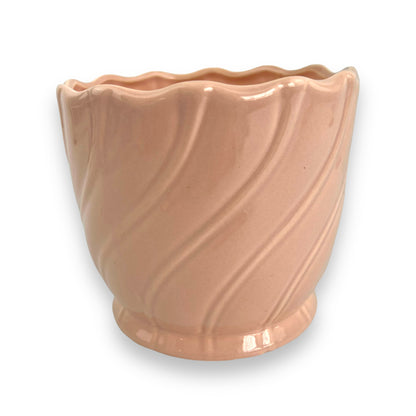 Pink Ceramic wave line pattern plant pot