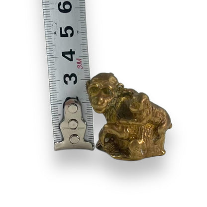Gold Metal Monkey Paperweight Mini Statue