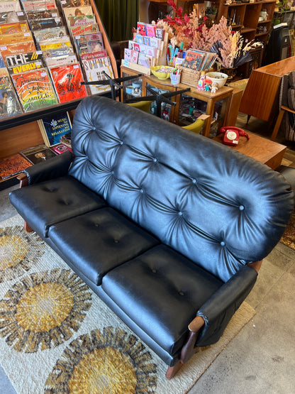 Black Vinyl 3-Seater Sofa by Mayline Furniture (Collingwood VIC) – Solid Timber Frame