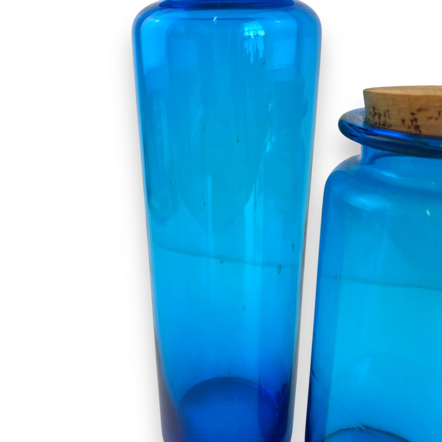 Blue glass jar set of 2 with cork lids