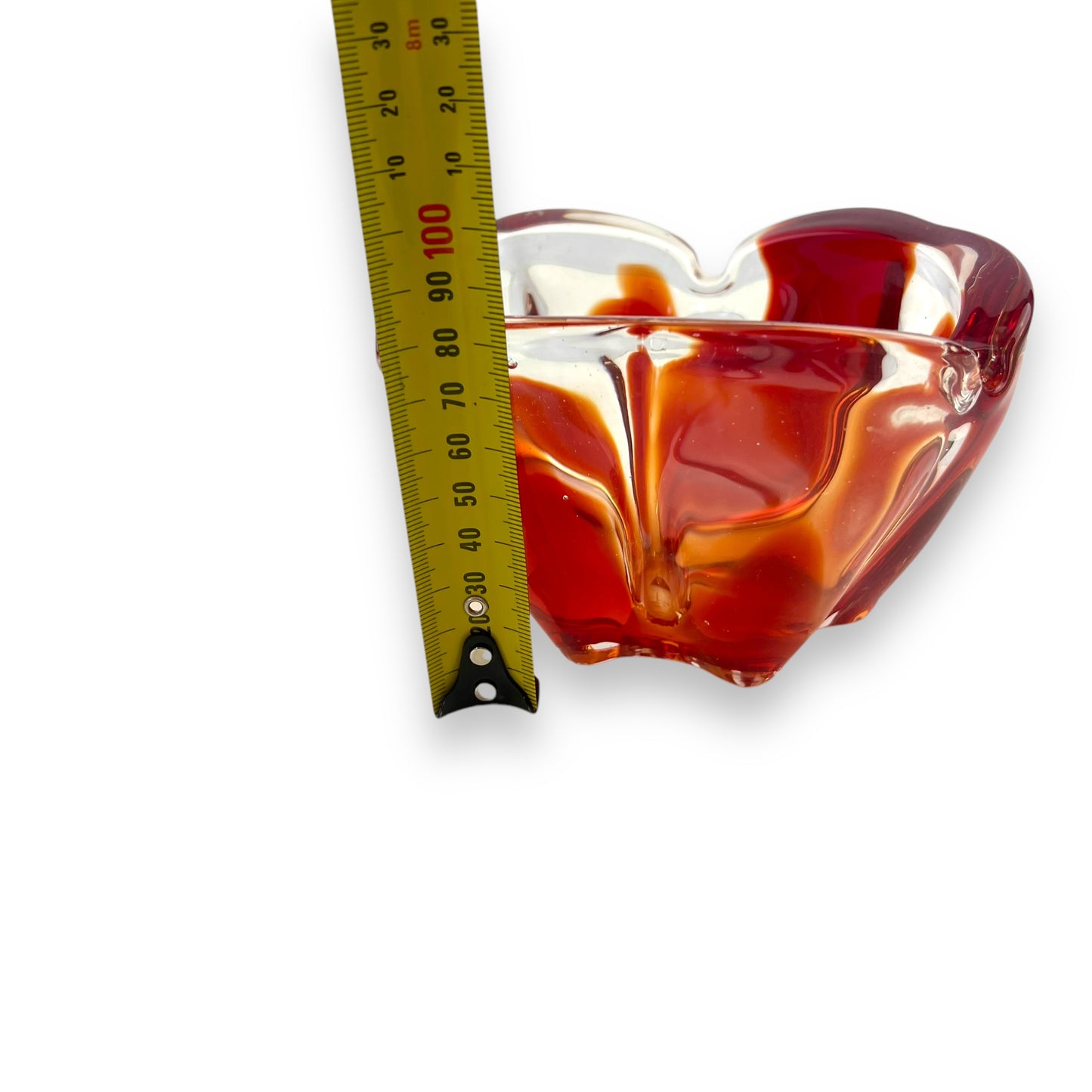 Red and clear Art Glass dish
