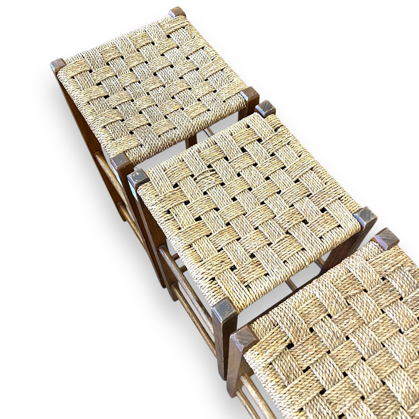 Wooden Stool with woven top