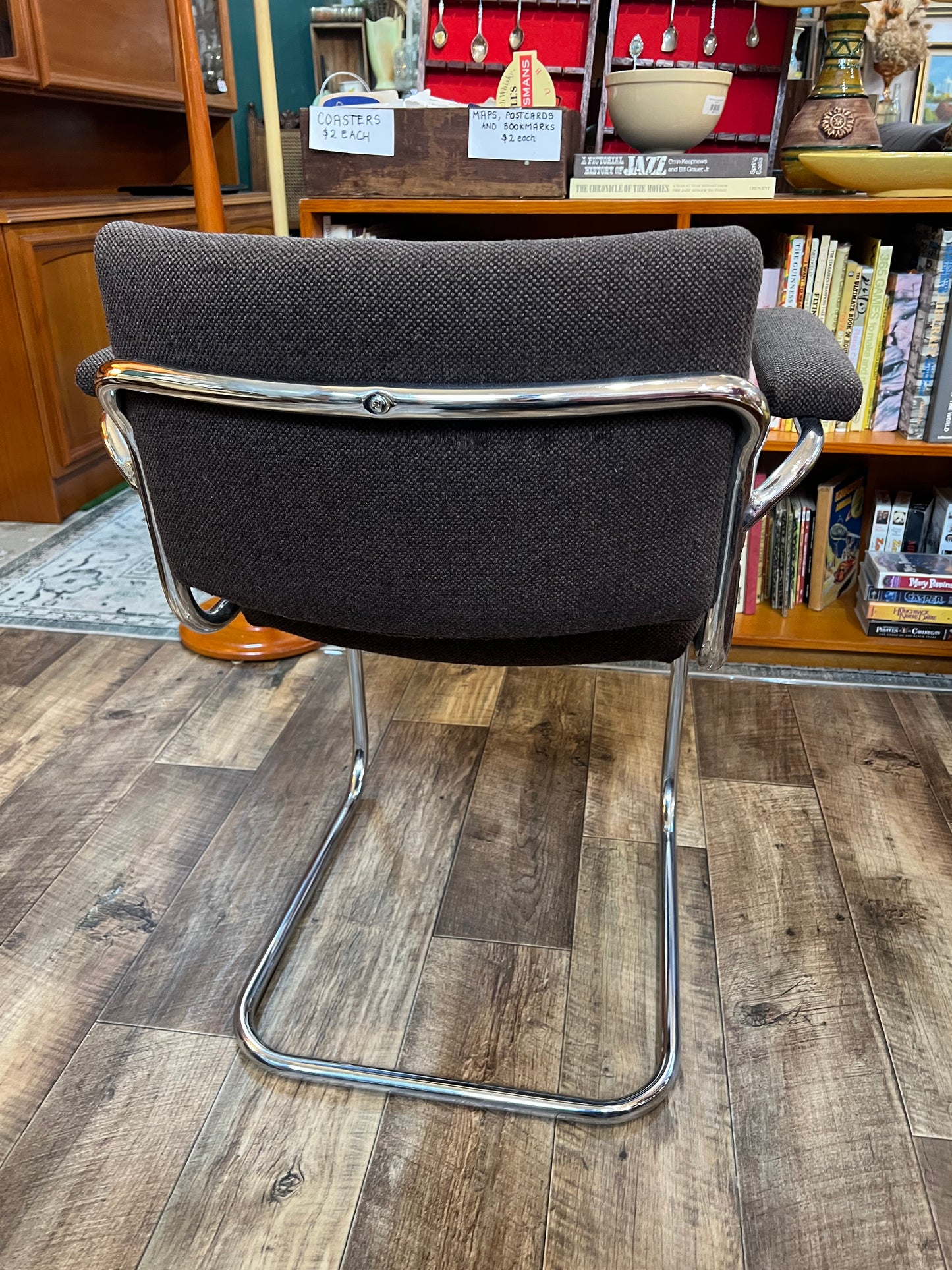 Devling Chrome Cantilever Armchair | Mid Century Modern Office Chair