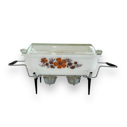 Crown Pyrex Casserole Dish Orange flower and tealight warmer stand
