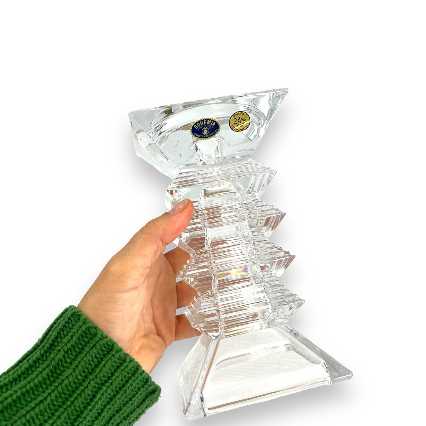 Bohemia Crystal Glass Pillar Candle Holder