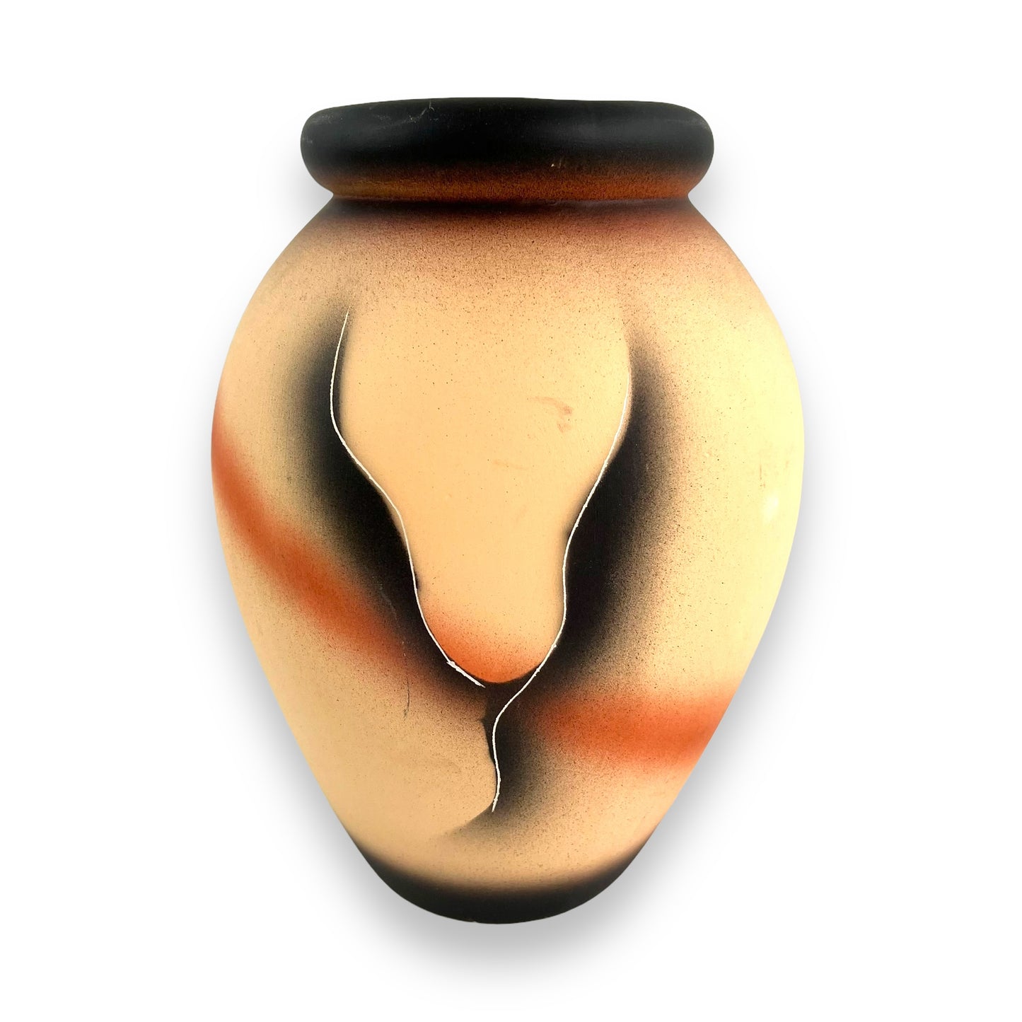 Terracotta and black colour vase