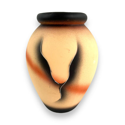 Terracotta and black colour vase