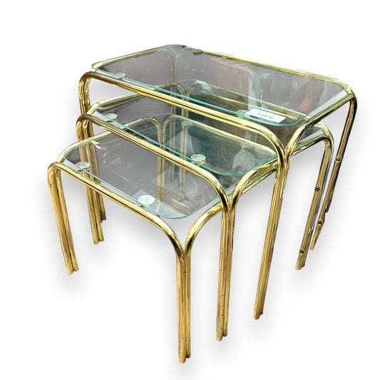 Brass nesting table set of 3