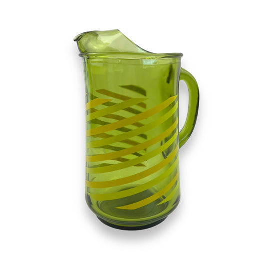 Green Glass Striped Jug