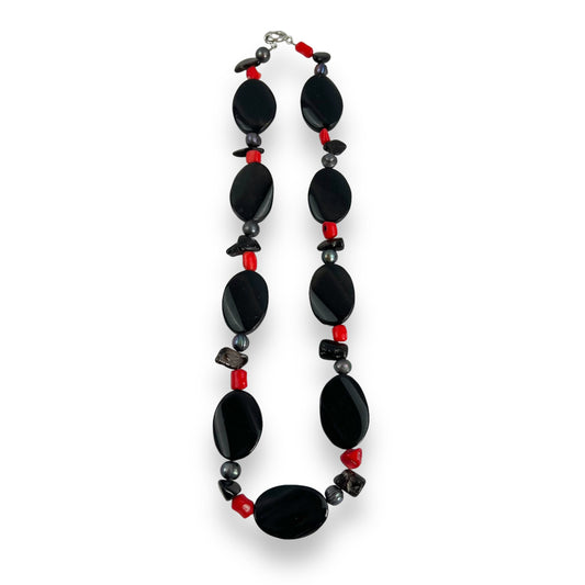 Black and red beaded necklace