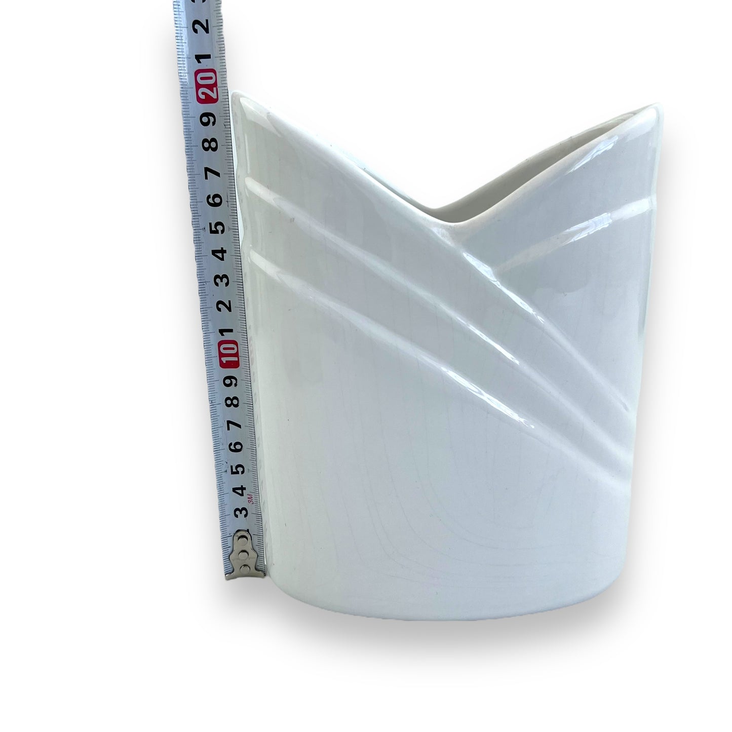 White V shape opening vase made in Portugal