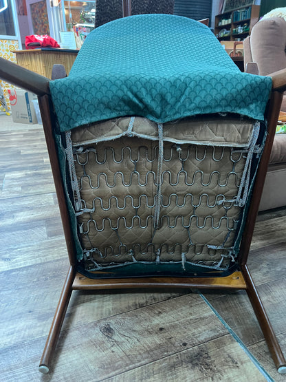 Fler Mid-Century High Back Armchair – Green Upholstery