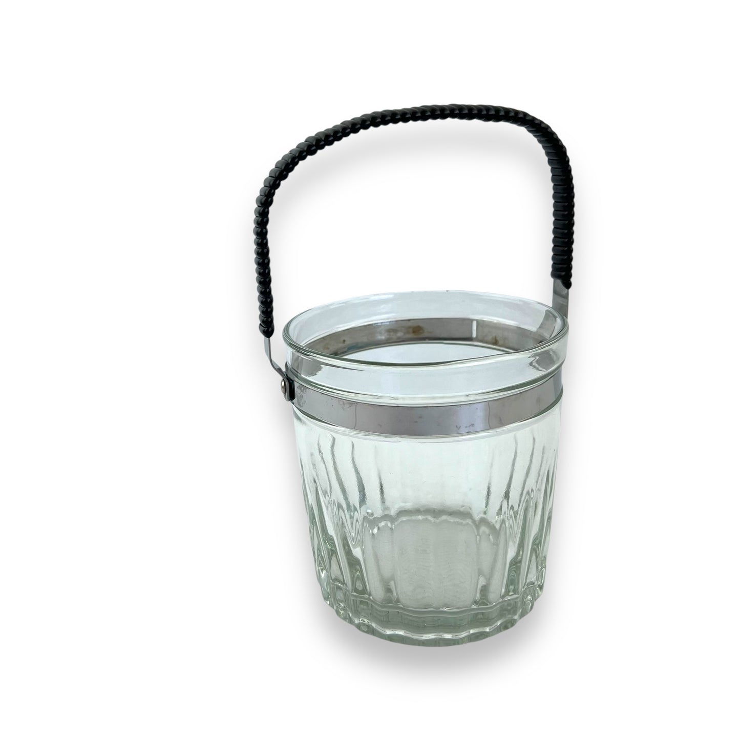Glass Ice Bucket with Retro Black Handle