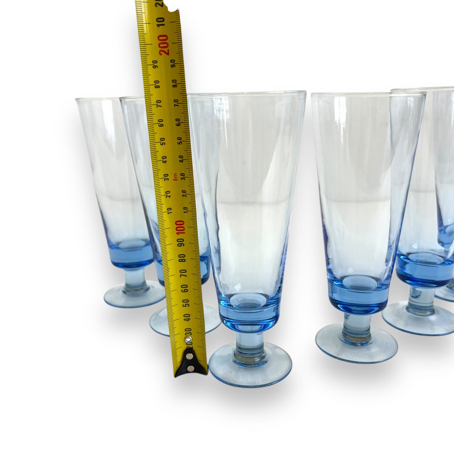 Blue cocktail flute glass set of 6