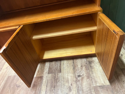 Macrob Mid Century Teak Pull-Down Bar Cabinet Display Unit