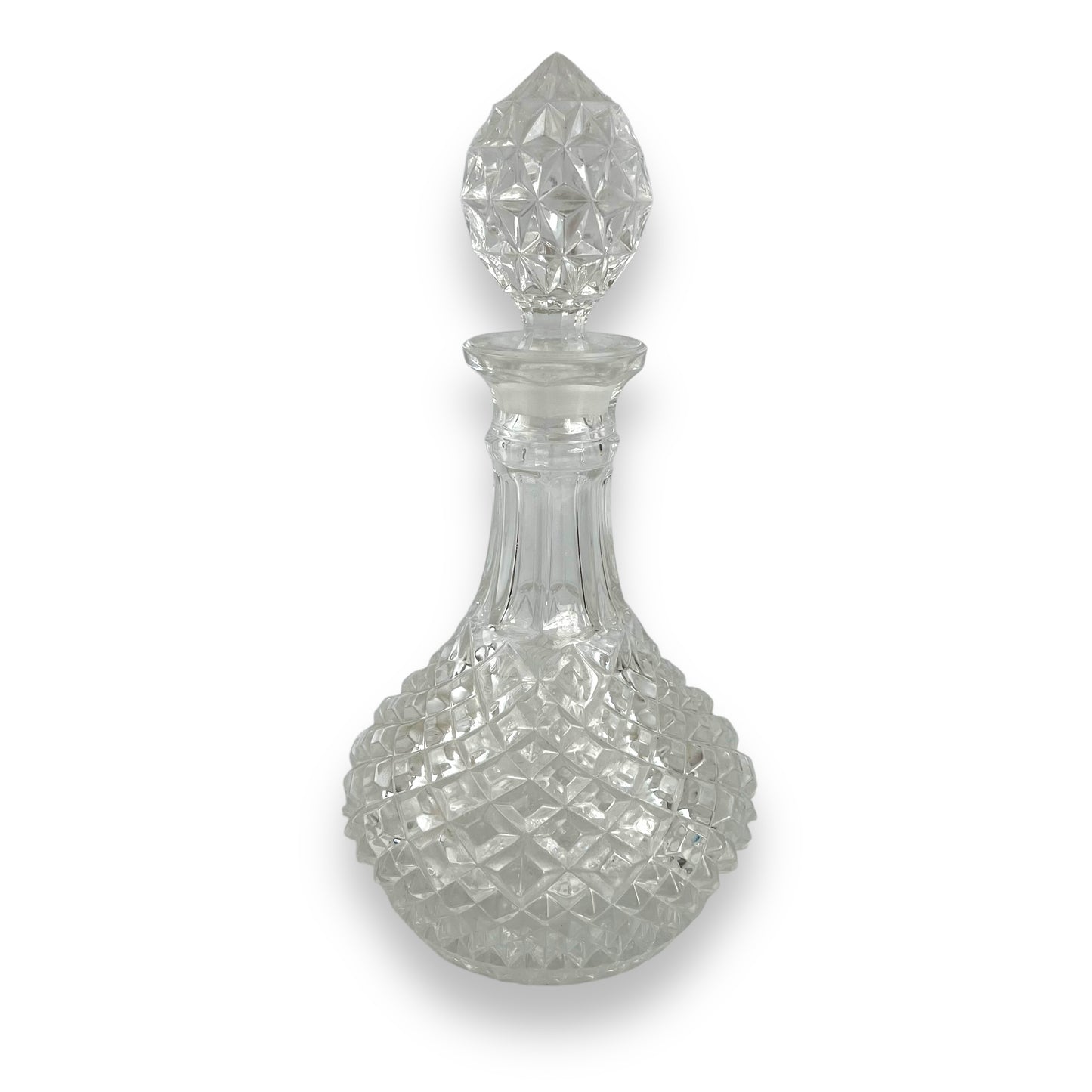BOHEMIA Cut Glass Decanter SOLID STOPPER Czechoslovakia