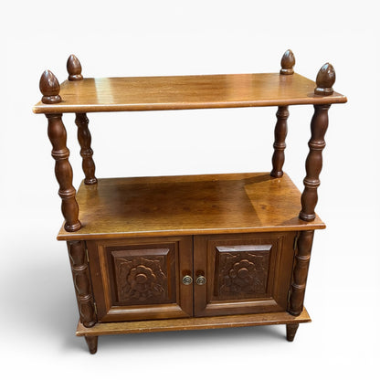 Display Cabinet with Hand-Carved Wooden Flower Doors