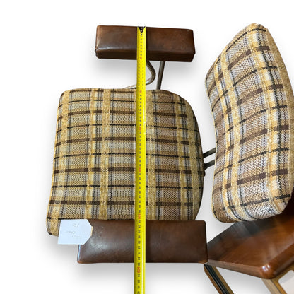 Swivel Office Chair – Plaid Upholstery & Chrome Frame