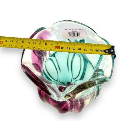 Pink & Blue Art Glass Large Vase