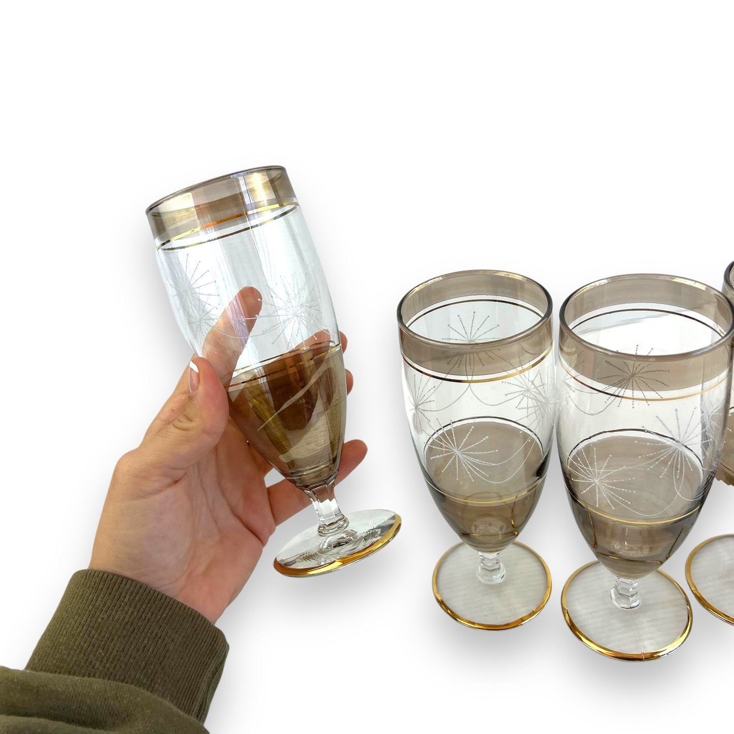 Sparkle bronze coloured cocktail glass set of 6