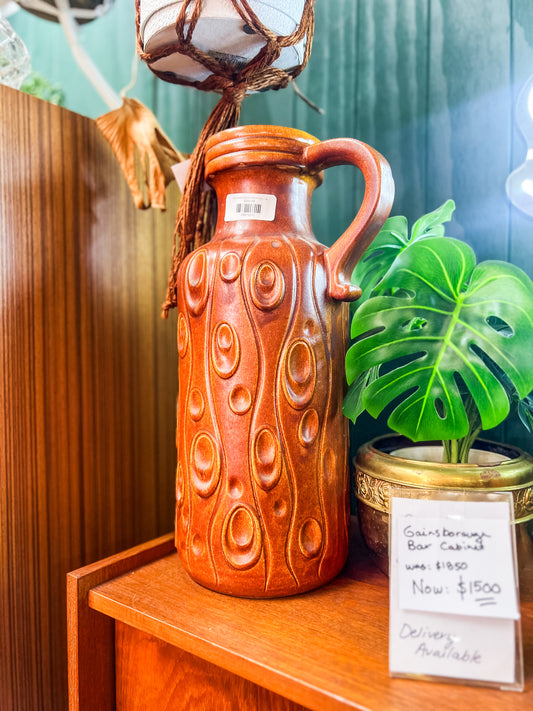 West German Scheurich 488-45 Vase — Mid-Century, Caramel Brown