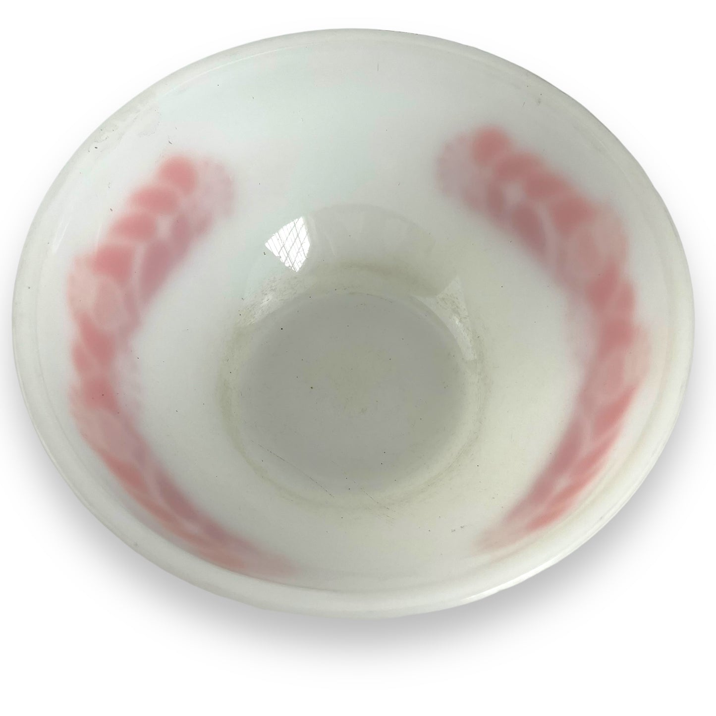Pyrex Glass Large White Bowl Orange & Red Decal