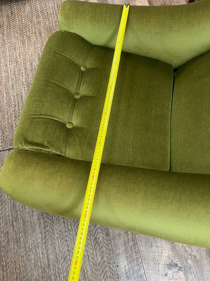 Dana Furniture Armchair | Olive Green Velour | Mid Century Modern Lounge Chair
