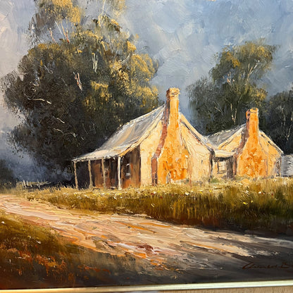 “Old House at Kersbrook” by Charles Bock – Framed Vintage Australian Landscape Painting