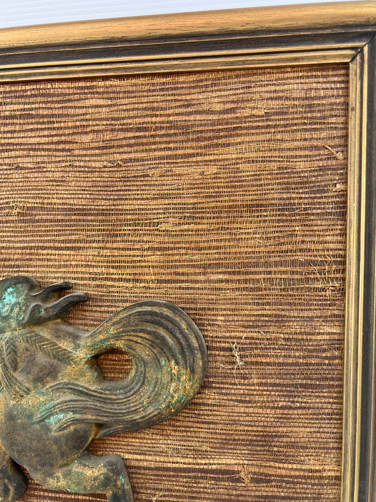 Brass Horse Wall Art on Woven Backing