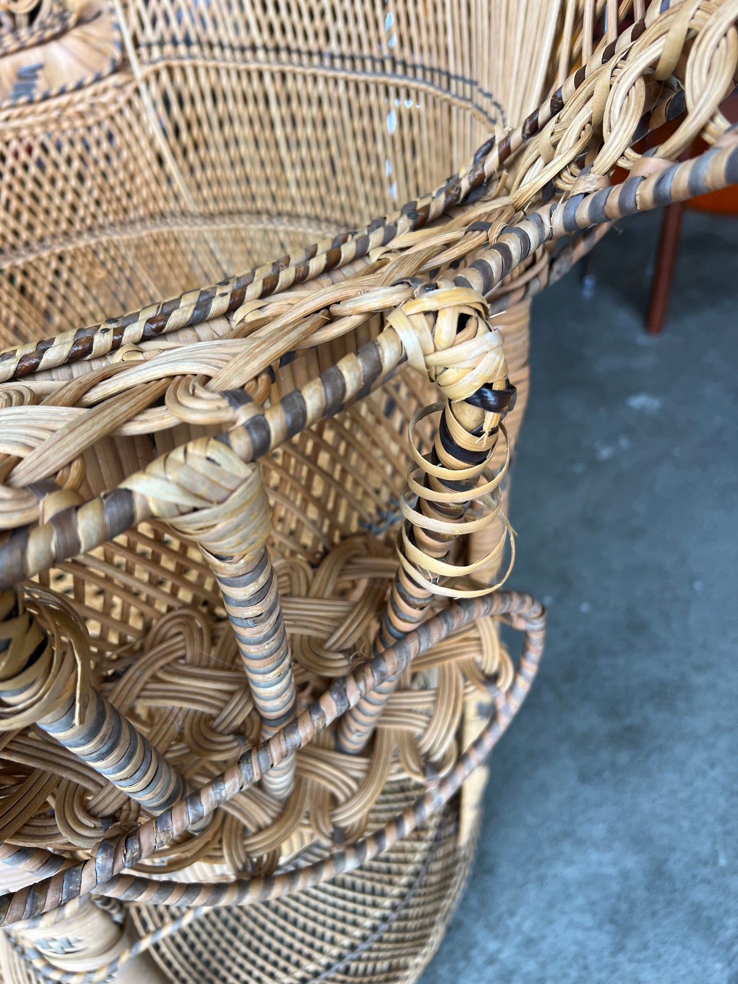 Cane Peacock Chair – Ornate Woven Rattan Statement Chair